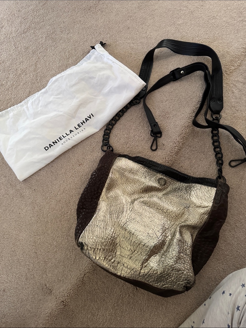 Daniella Lehavi Metallic Gold & Dark Brown Crossbody Bag